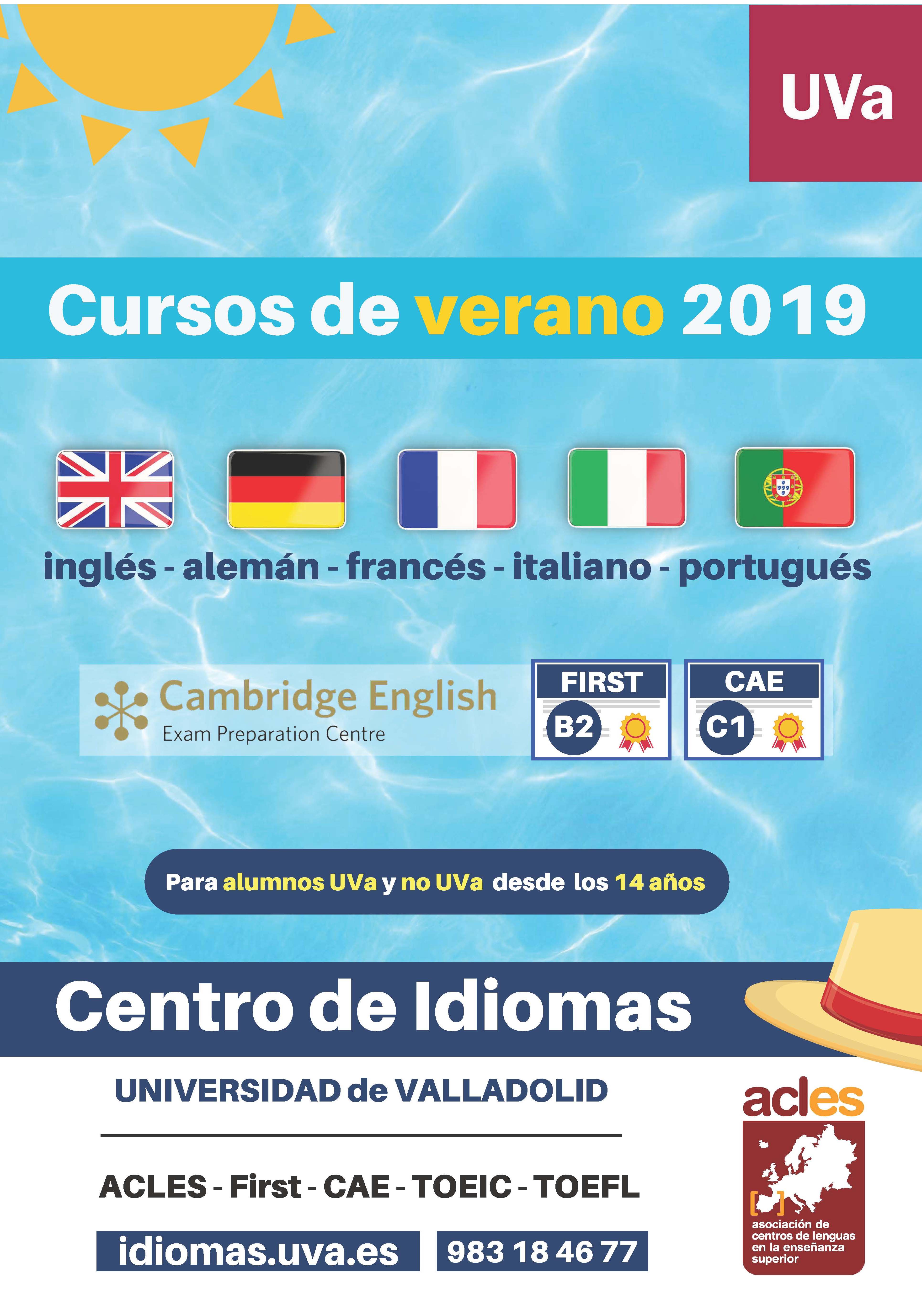 CURSOS DE IDIOMAS UVA. CURSOS VERANO 2019. DESCUENTO PARA COLEGIADOS Y COLEGIADAS DEL CEESCYL