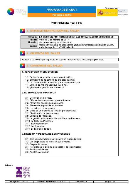 Programa taller procesos Valladolid